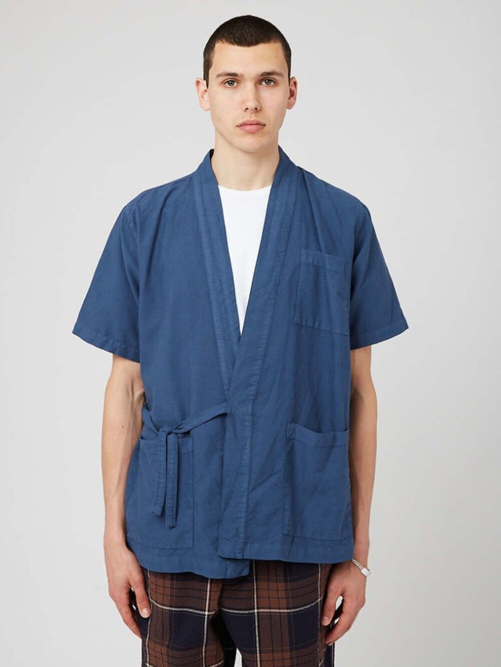 Universal Works The Kyoto Shirt in Blue Size Medium